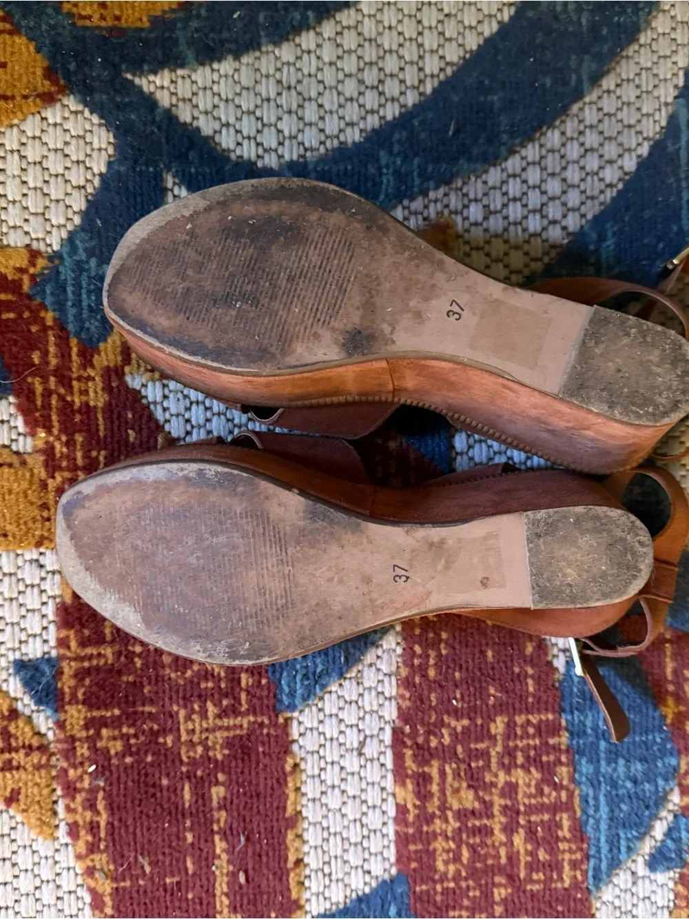 Rust Suede Platform Wedge Sandals with Ankle Buckle